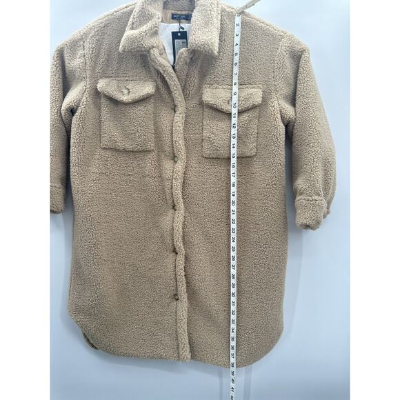 Nasty Gal, Plus Size Longline Borg Jacket, Tan, Size 18 Shacket NWT - Picture 3 of 11